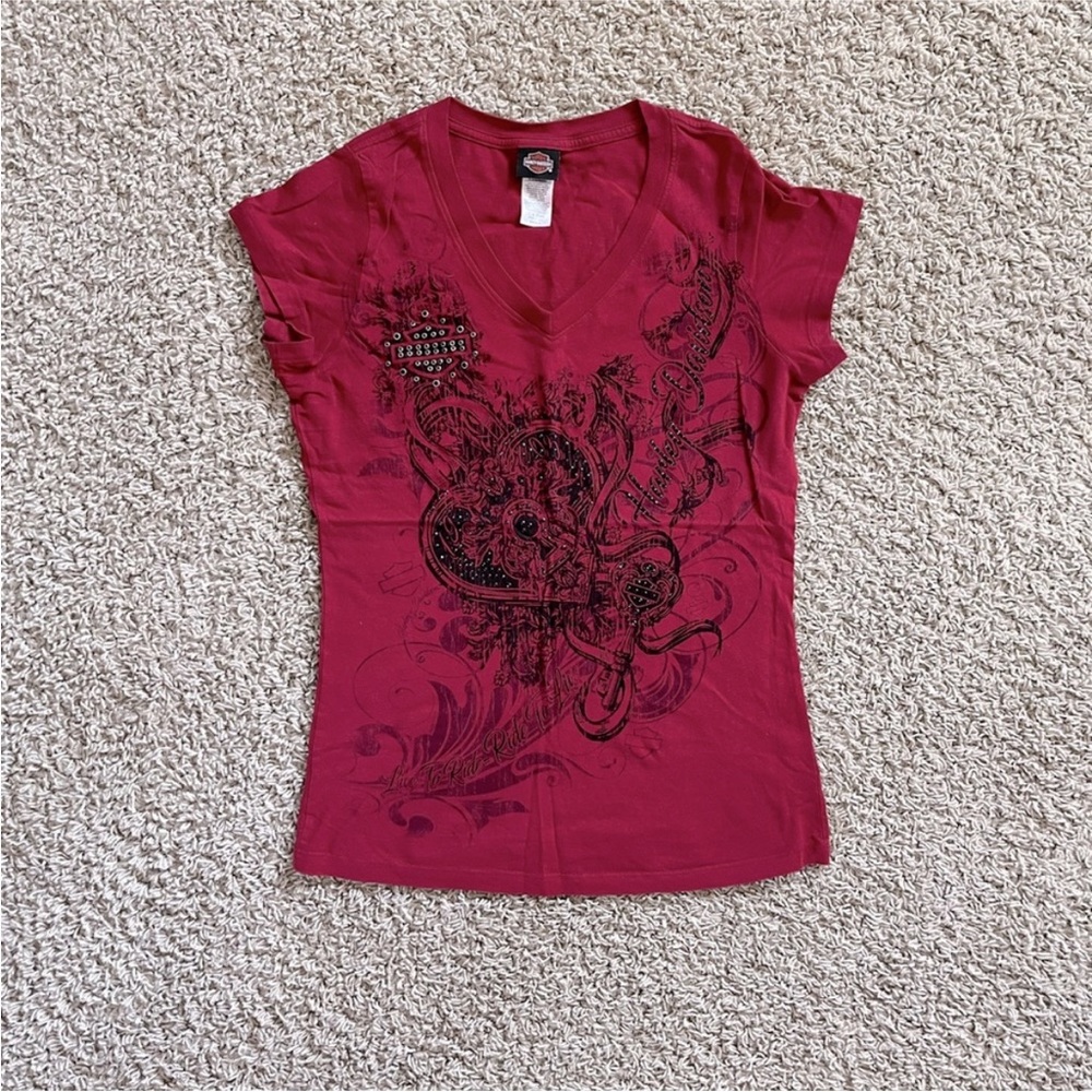 Women’s Harley Davidson embellished v neck